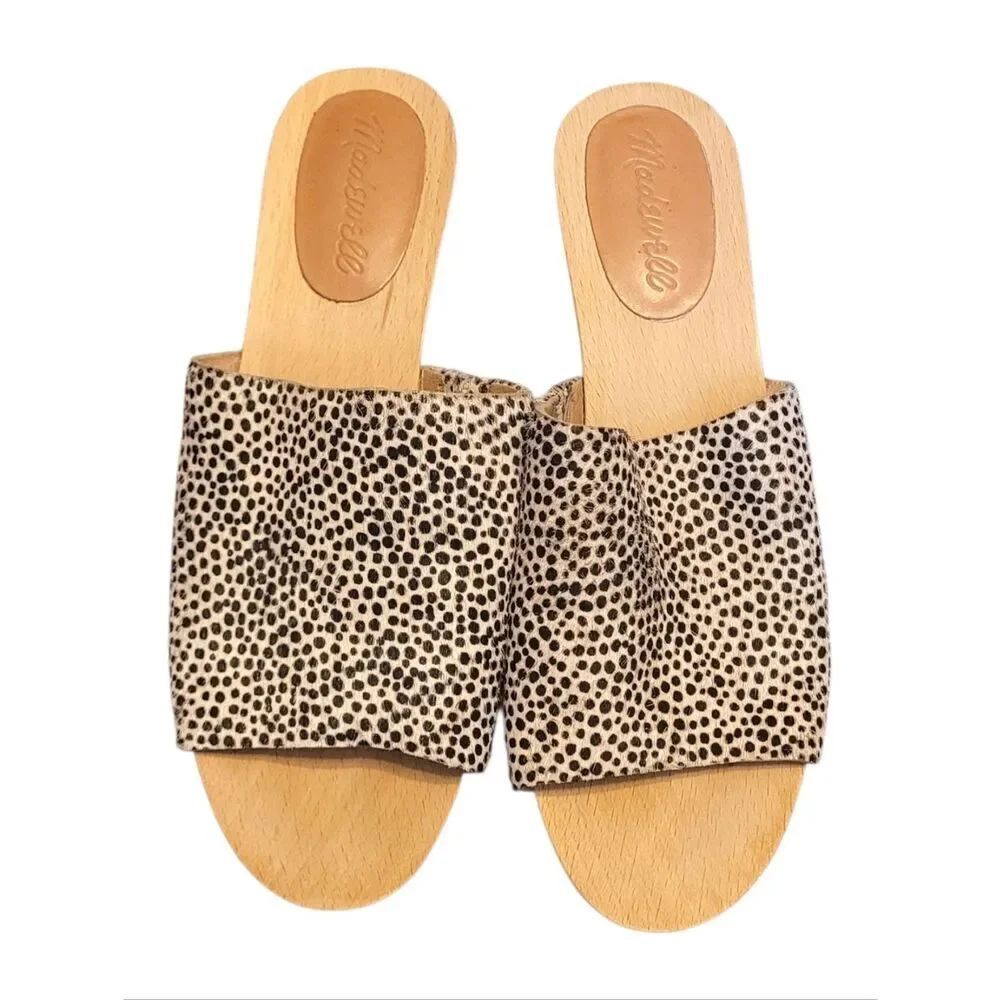 Madewell Calf Hair Leopard Print Slide Clog Mules Size US 6.5